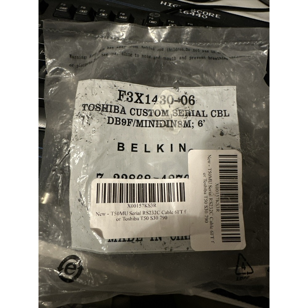 MiniDin8M DB9-F Toshiba T50 S30 790 T50MU Serial Cable 6ft F3X1430-06